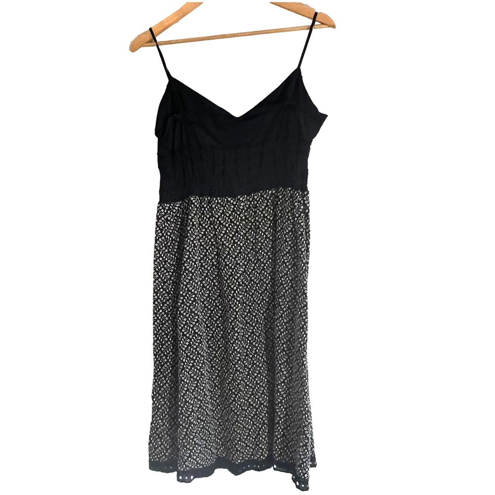 Max Studio Black Floral Boho Chic Summer Dress Large NWT